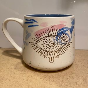White Mug with blue inside.